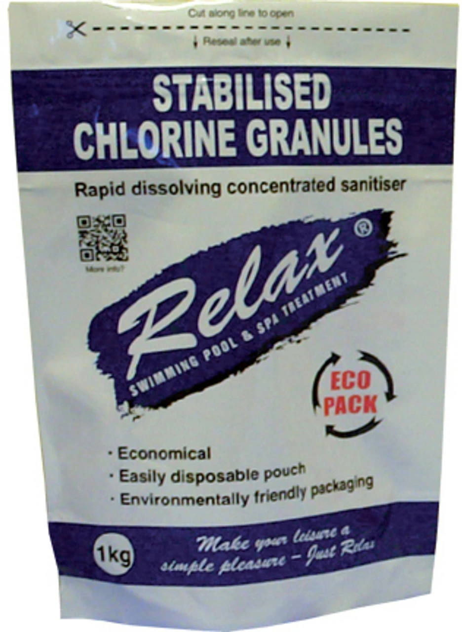 Relax Stabilised Swimming Pool Chlorine Granules 1kg Pouch Relax Stabilised Swimming Pool Chlorine Granules 1kg Pouch -Bestway Shop 1kg stabilised 80956.1376577175