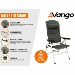 Vango Balletto Tall Camping Chair -Bestway Shop Balletto Chair Heather Grey Features 56650.1675769559