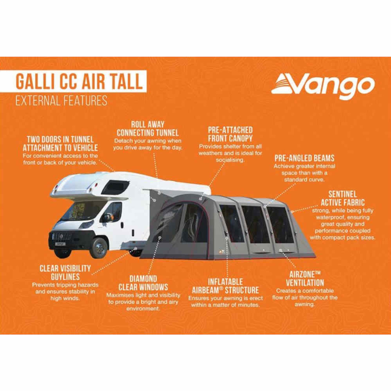 Vango Galli CC Air Campervan Motorhome Drive Away Awning Vango Galli CC Air Campervan Motorhome Drive Away Awning -Bestway Shop Vango galli cc tall awning external features 69937.1669219977