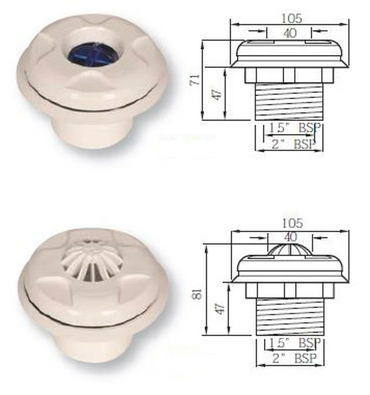 Certikin 1.5" Wall Inlets For Liner Swimming Pool 3 Certikin 1.5" Wall Inlets For Liner Swimming Pool