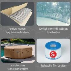 Intex Octagonal Spa Inflatable Jacuzzi Style Portable Hot Tub -Bestway Shop octag spec 2 36513.1427368053