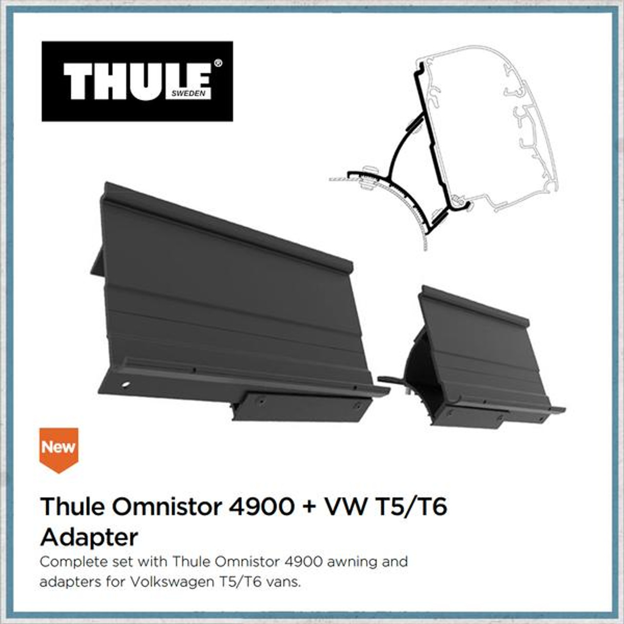 Thule Omnistor 4900 VW T5/T6 Campervan Awning and Bracket Kit Thule Omnistor 4900 VW T5/T6 Campervan Awning And Bracket Kit -Bestway Shop t5t6 adapterbracket 90117.1553002975